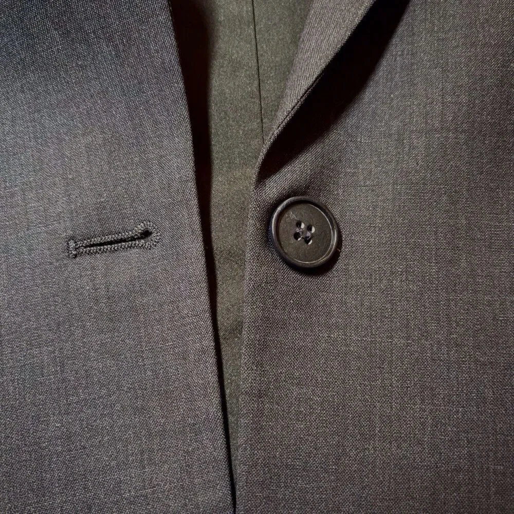 Theory Gabe B Tailor Stretch Wool Blazer Size 2 Dark Gray Single Button EUC